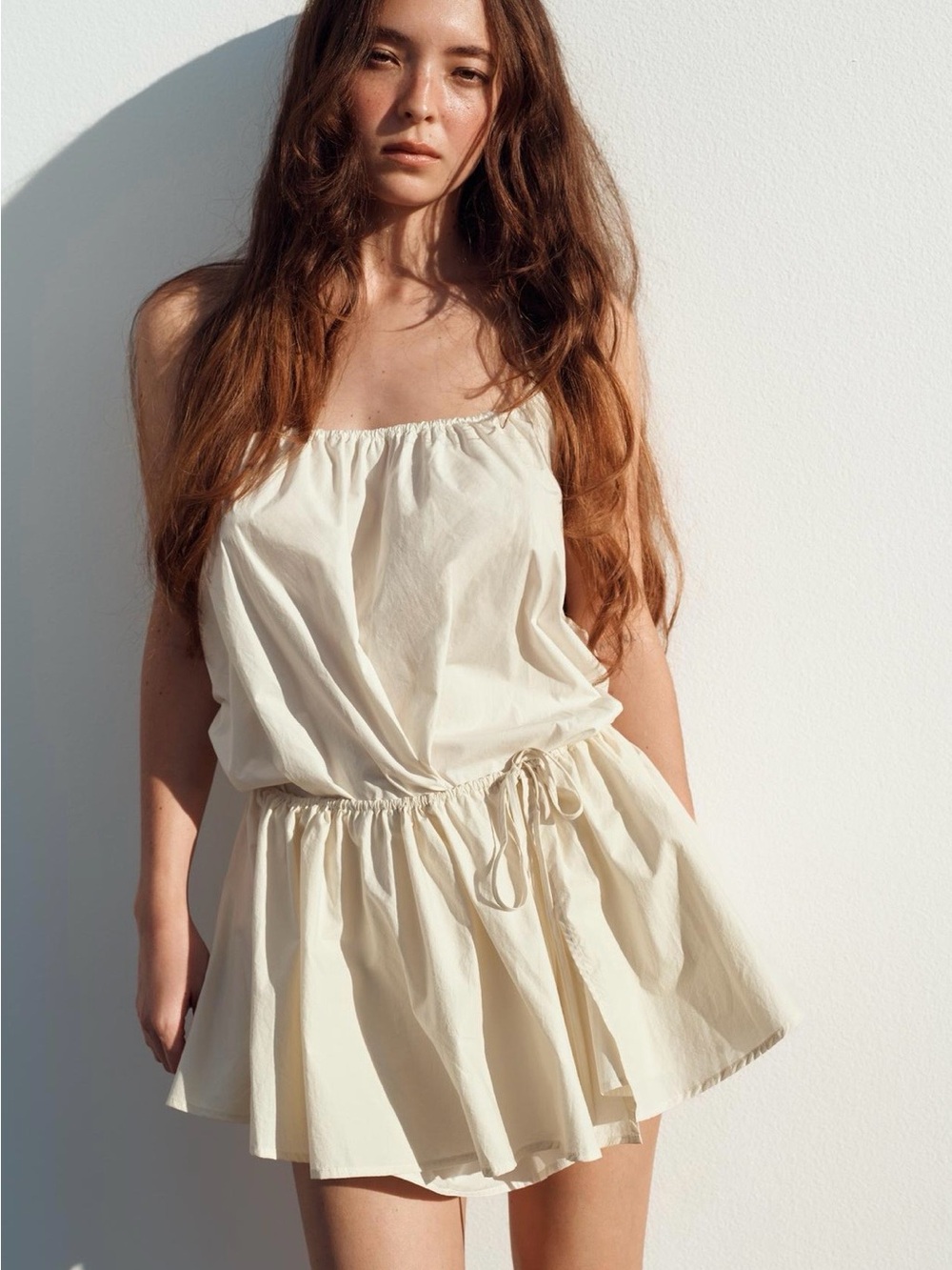 BNWT Zara Cream Poplin Nylon Halter Dress